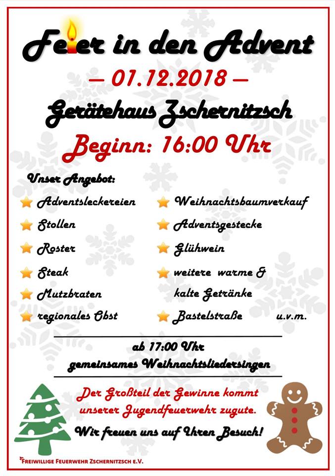 01. Dezember 2018 - Feier in den Advent - Freiwillige Feuerwehr Zschernitzsch