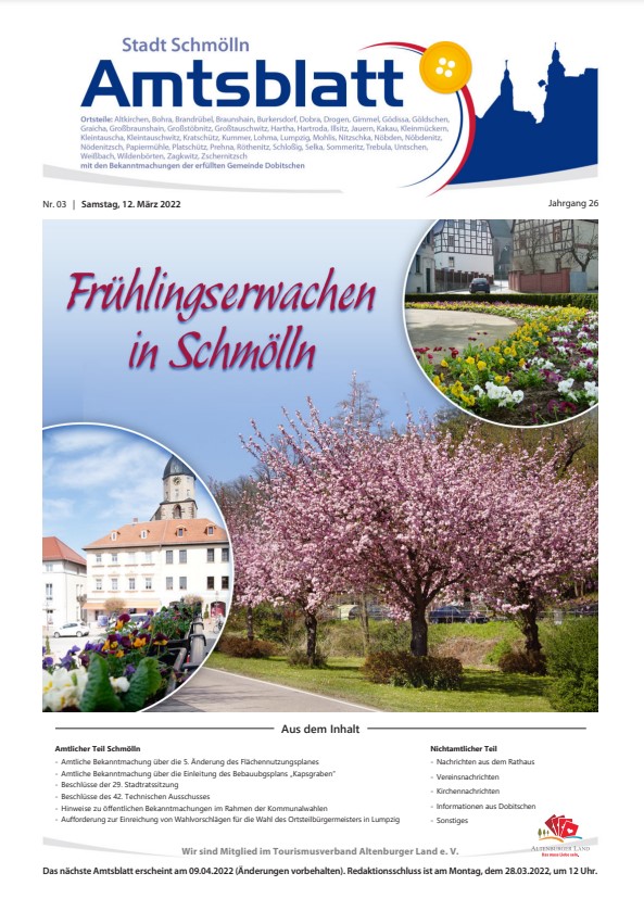 Amtsblatt der Stadt Schmölln vom 12. März 2022