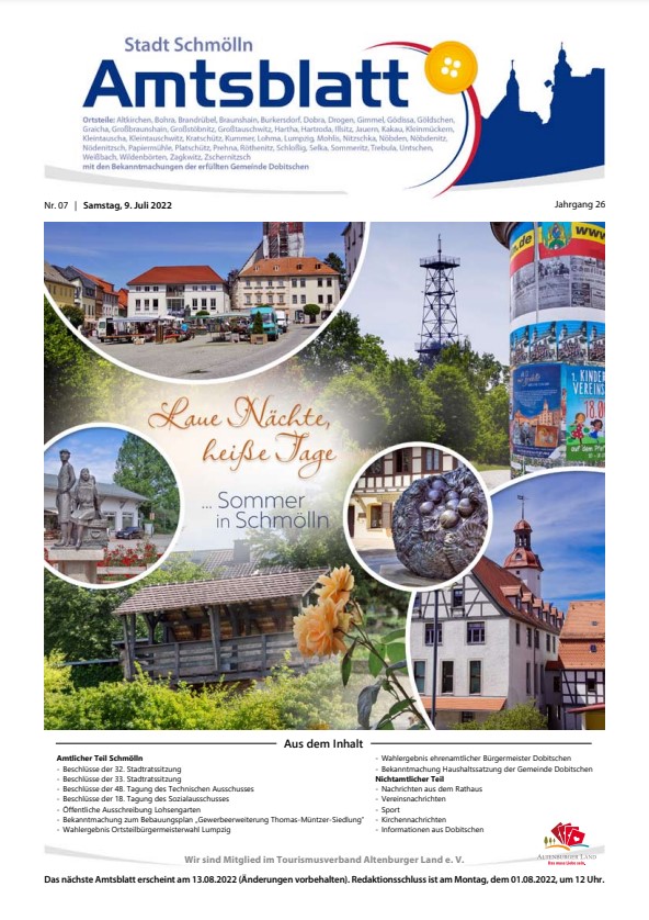 Amtsblatt der Stadt Schmölln vom 09. Juli 2022