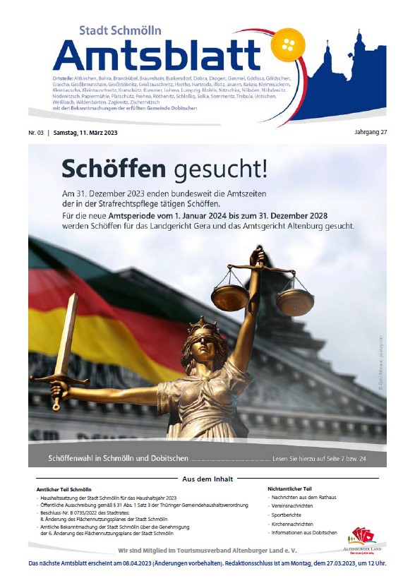 Amtsblatt der Stadt Schmölln vom 11. März 2023