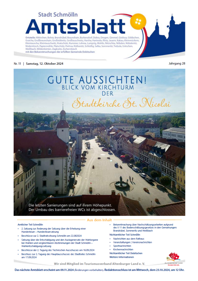 Amtsblatt der Stadt Schmölln vom 12. Oktober 2024