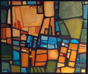 Kunstwerke der Ausstellung Farbton² von André Wejwoda und Elke Boschke im Rathaus Schmölln © Stadt Schmölln