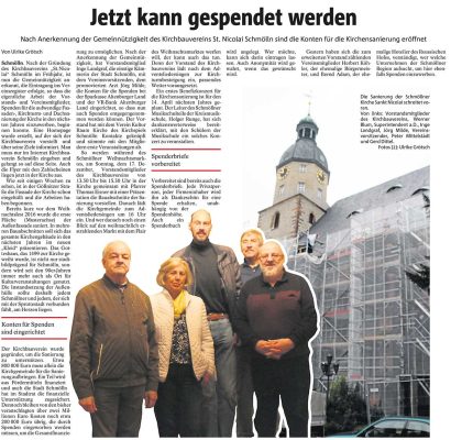 16.11.2017 Kirchbauverein "St. Nicolai" Schmölln e.V. - OTZ Artikel