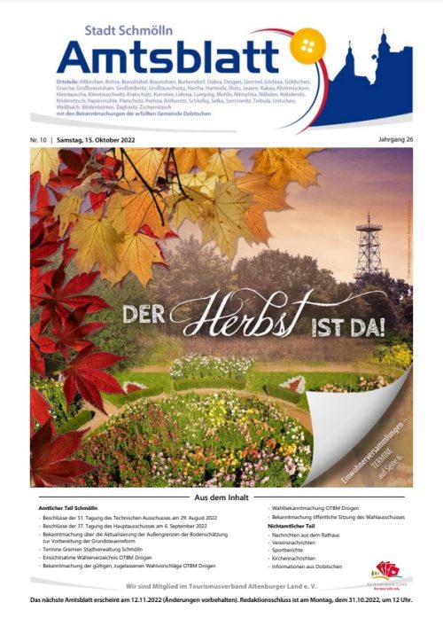Amtsblatt der Stadt Schmölln vom 15. November 2022