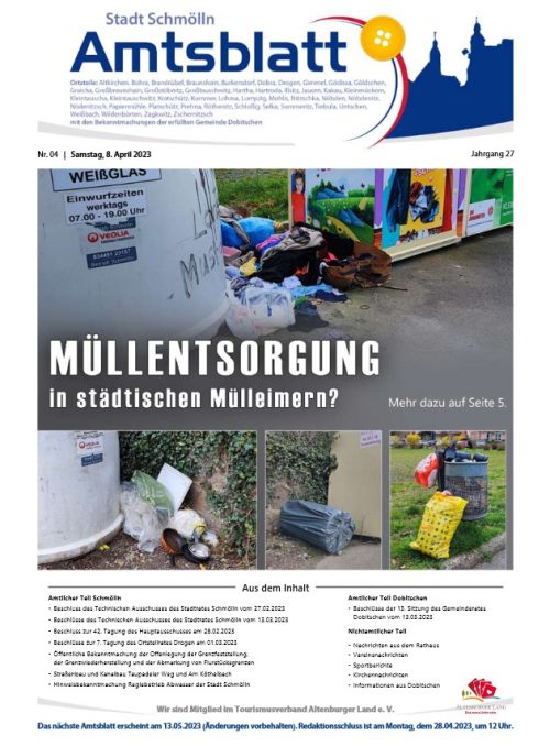 Amtsblatt der Stadt Schmölln vom 08. April 2023